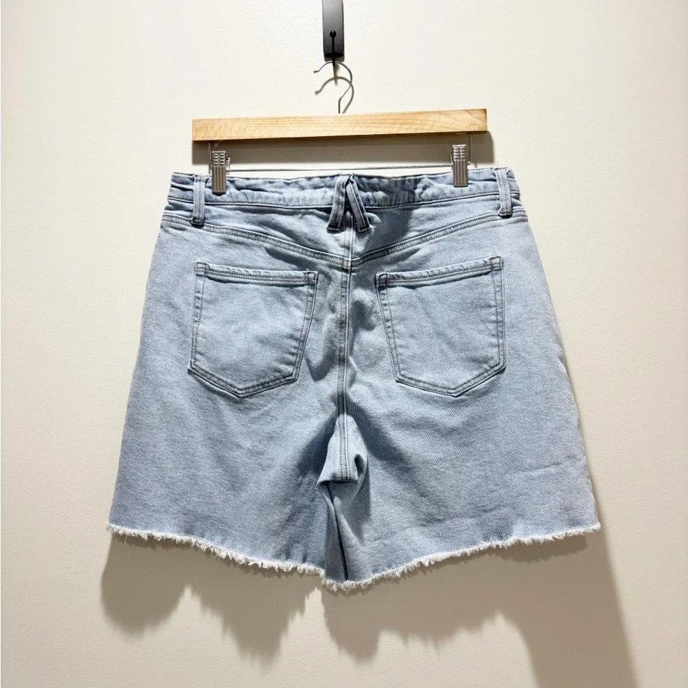 ARULA Light Blue Frayed Hem Baggy Mom High Waisted Denim Shorts Sz 10